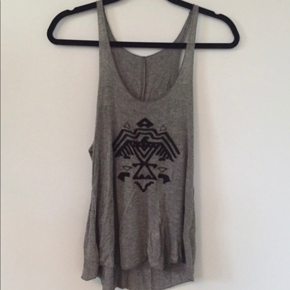 Brandy Melville Gray Embroidered Tribal Tank, one size - Picture 1 of 5